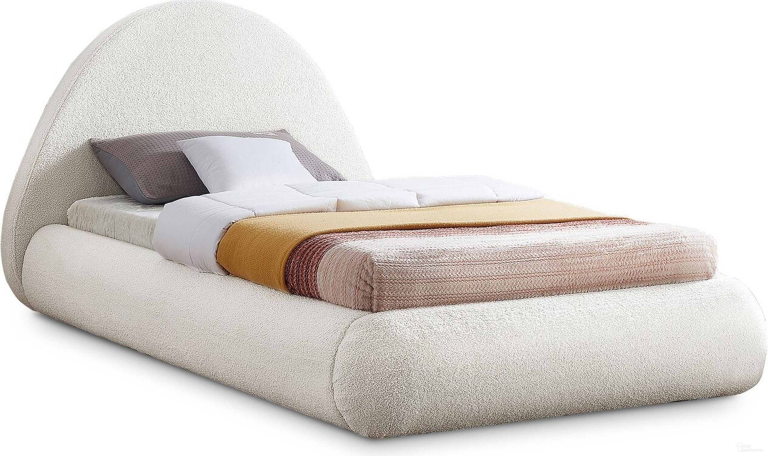 Rudy Teddy Fabric Twin Bed In Cream