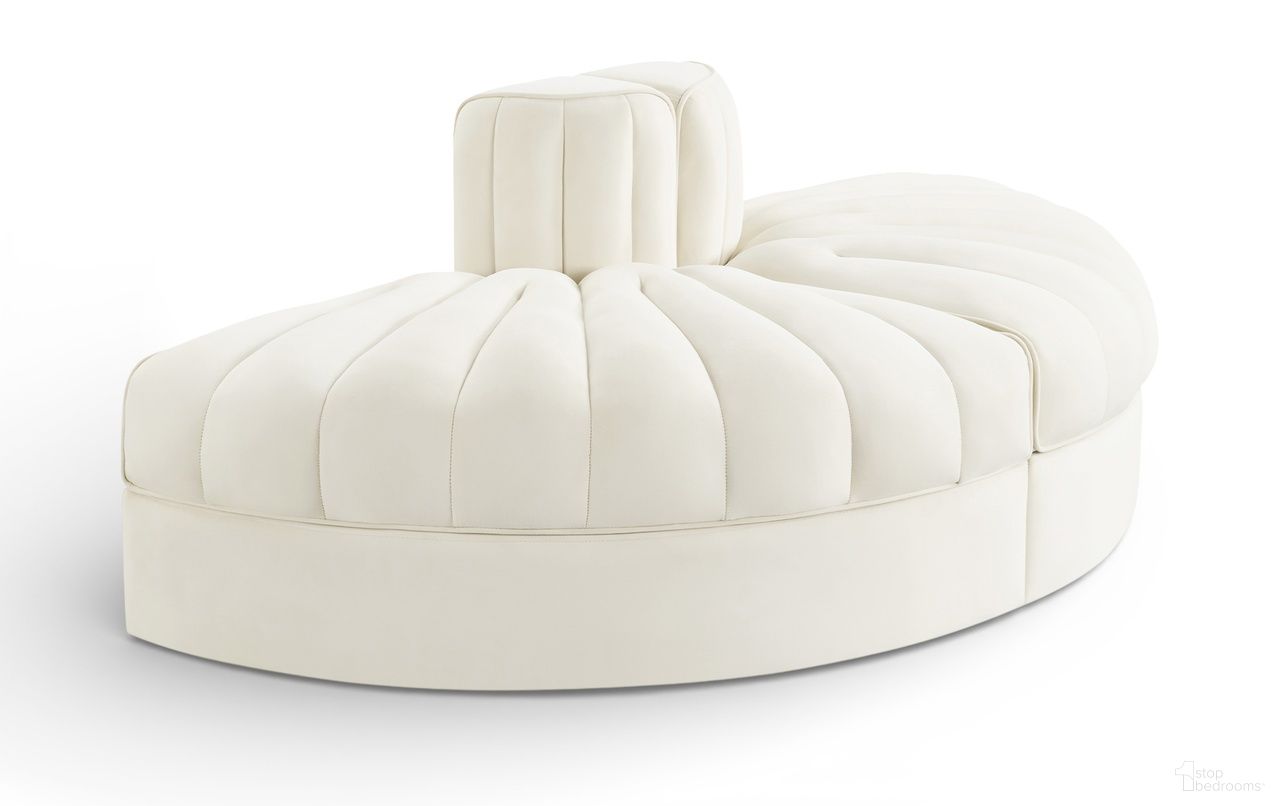 Rummi Velvet Performance Fabric Upholstered 2-Piece Modular Sofa In Cream