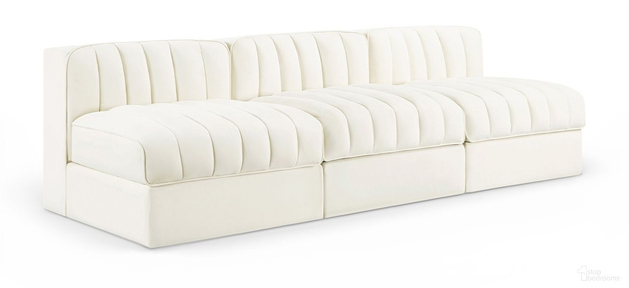 The appearance of Rummi Velvet Performance Fabric Upholstered 3-Piece Modular Sofa In Cream designed by Meridian in the modern / contemporary interior design. This cream piece of furniture was selected by 1StopBedrooms from Rummi Collection to add a touch of cosiness and style into your home. Sku: 660Cream-Armless;660Cream-Armless;660Cream-Armless. Material: Foam.
