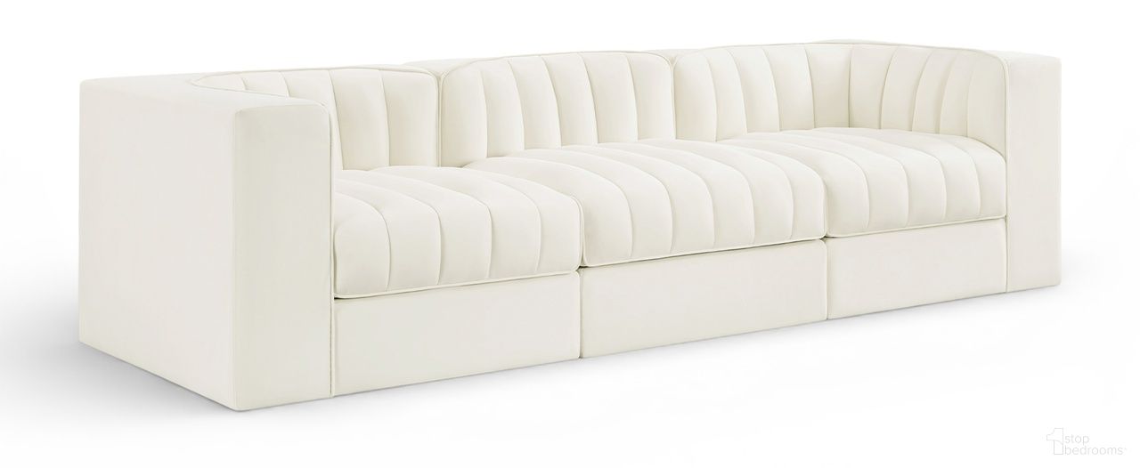 The appearance of Rummi Velvet Performance Fabric Upholstered 3-Piece Modular Sofa In Cream designed by Meridian in the modern / contemporary interior design. This cream piece of furniture was selected by 1StopBedrooms from Rummi Collection to add a touch of cosiness and style into your home. Sku: 660Cream-Armless;660Cream-Corner;660Cream-Corner. Material: Foam.