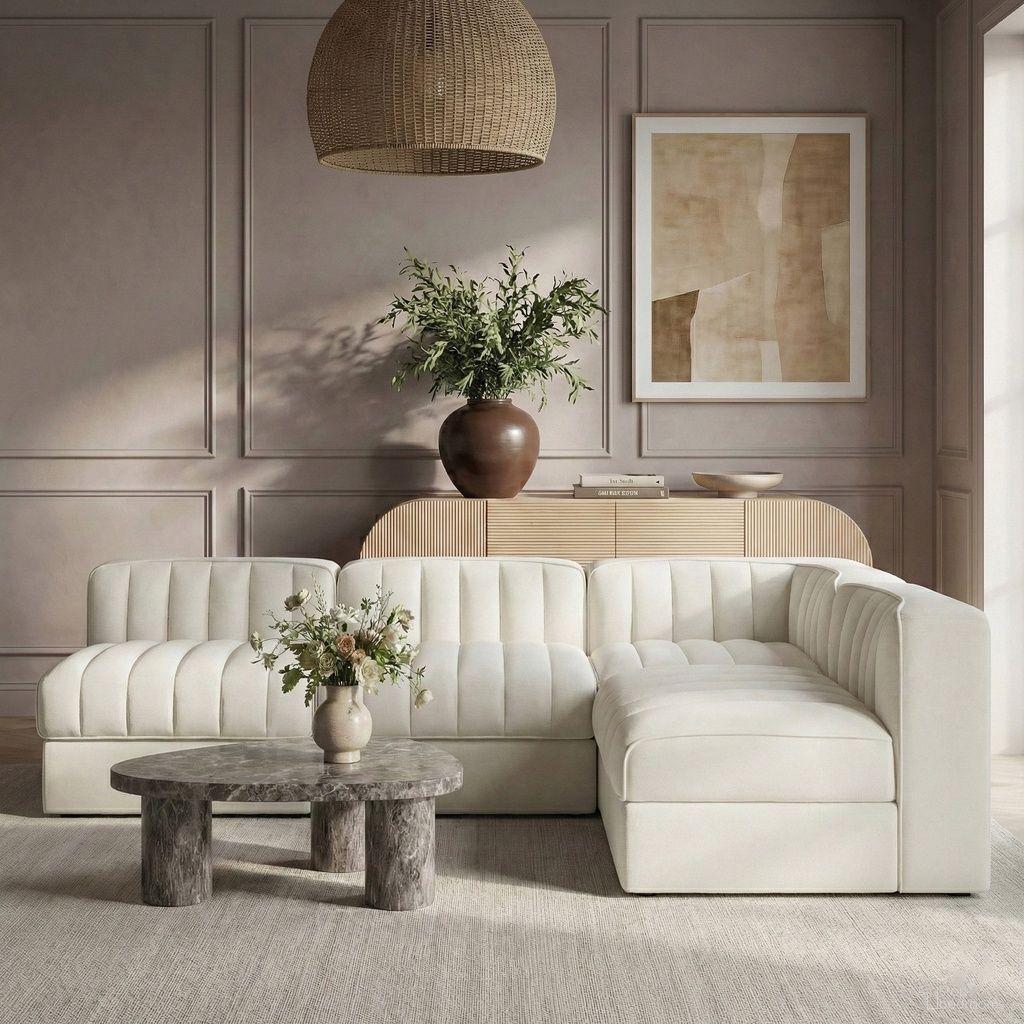 The appearance of Rummi Velvet Performance Fabric Upholstered 4-Piece Modular Sectional In Cream designed by Meridian in the modern / contemporary interior design. This cream piece of furniture  was selected by 1StopBedrooms from Rummi Collection to add a touch of cosiness and style into your home. Sku: 660Cream-Armless;660Cream-Armless;660Cream-Armless;660Cream-Corner. Material: Foam.