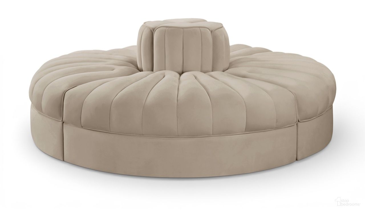 The appearance of Rummi Velvet Performance Fabric Upholstered 4-Piece Modular Sofa In Beige designed by Meridian in the modern / contemporary interior design. This beige piece of furniture  was selected by 1StopBedrooms from Rummi Collection to add a touch of cosiness and style into your home. Sku: 660Beige-RC;660Beige-RC;660Beige-RC;660Beige-RC. Material: Foam.