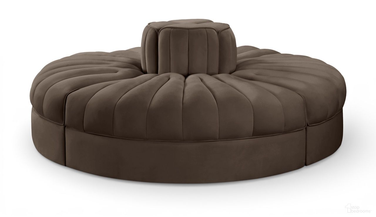 Rummi Velvet Performance Fabric Upholstered 4-Piece Modular Sofa In Brown