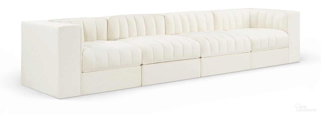 The appearance of Rummi Velvet Performance Fabric Upholstered 4-Piece Modular Sofa In Cream designed by Meridian in the modern / contemporary interior design. This cream piece of furniture was selected by 1StopBedrooms from Rummi Collection to add a touch of cosiness and style into your home. Sku: 660Cream-Armless;660Cream-Armless;660Cream-Corner;660Cream-Corner. Material: Foam.