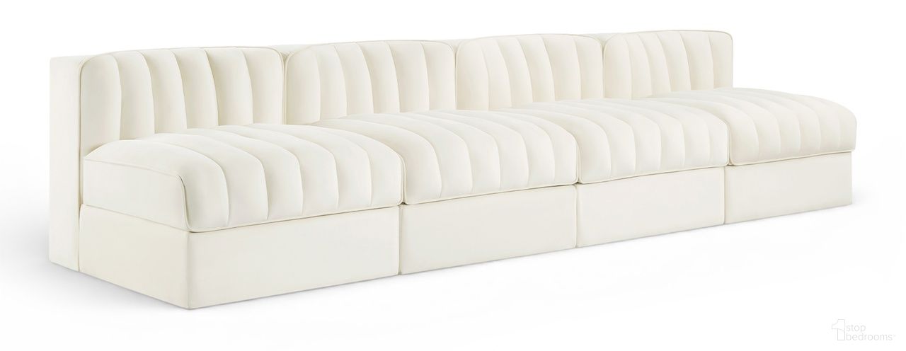 The appearance of Rummi Velvet Performance Fabric Upholstered 4-Piece Modular Sofa In Cream designed by Meridian in the modern / contemporary interior design. This cream piece of furniture was selected by 1StopBedrooms from Rummi Collection to add a touch of cosiness and style into your home. Sku: 660Cream-Armless;660Cream-Armless;660Cream-Armless;660Cream-Armless. Material: Foam.