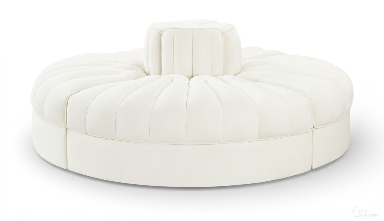 Rummi Velvet Performance Fabric Upholstered 4-Piece Modular Sofa In Cream