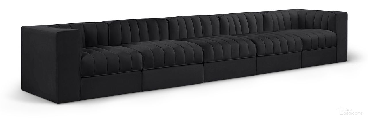 The appearance of Rummi Velvet Performance Fabric Upholstered 5-Piece Modular Sofa In Black designed by Meridian in the modern / contemporary interior design. This black piece of furniture was selected by 1StopBedrooms from Rummi Collection to add a touch of cosiness and style into your home. Sku: 660Black-Armless;660Black-Armless;660Black-Armless;660Black-Corner;660Black-Corner. Material: Foam.