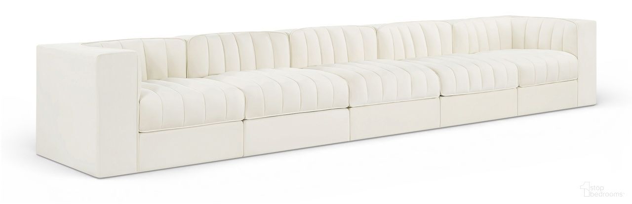 The appearance of Rummi Velvet Performance Fabric Upholstered 5-Piece Modular Sofa In Cream designed by Meridian in the modern / contemporary interior design. This cream piece of furniture was selected by 1StopBedrooms from Rummi Collection to add a touch of cosiness and style into your home. Sku: 660Cream-Armless;660Cream-Armless;660Cream-Armless;660Cream-Corner;660Cream-Corner. Material: Foam.