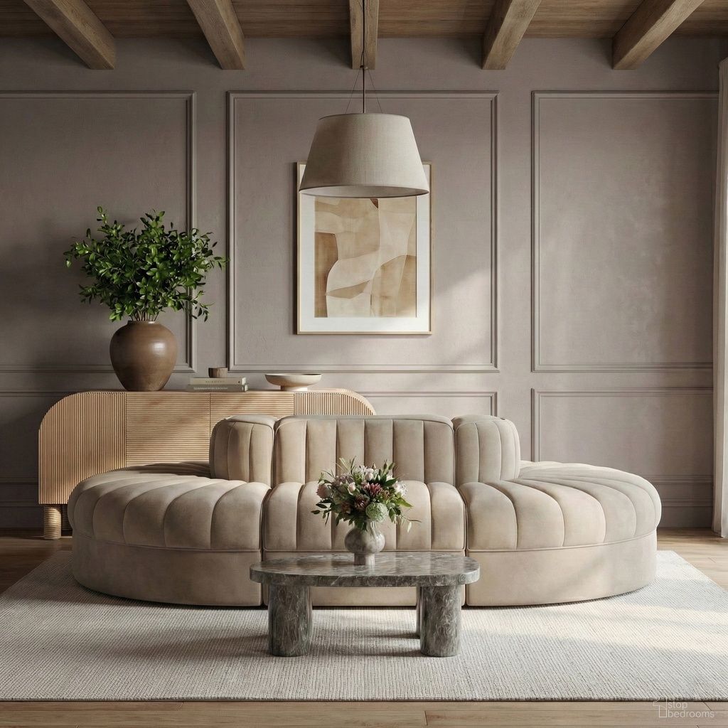 The appearance of Rummi Velvet Performance Fabric Upholstered 6-Piece Modular Sectional In Beige designed by Meridian in the modern / contemporary interior design. This beige piece of furniture was selected by 1StopBedrooms from Rummi Collection to add a touch of cosiness and style into your home. Sku: 660Beige-Armless;660Beige-Armless;660Beige-RC;660Beige-RC;660Beige-RC;660Beige-RC. Material: Foam.
