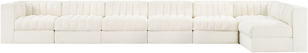 The appearance of Rummi Velvet Performance Fabric Upholstered 7-Piece Modular Sectional In Cream designed by Meridian in the modern / contemporary interior design. This cream piece of furniture  was selected by 1StopBedrooms from Rummi Collection to add a touch of cosiness and style into your home. Sku: 660Cream-Armless;660Cream-Armless;660Cream-Armless;660Cream-Armless;660Cream-Armless;660Cream-Corner;660Cream-Corner. Material: Foam.