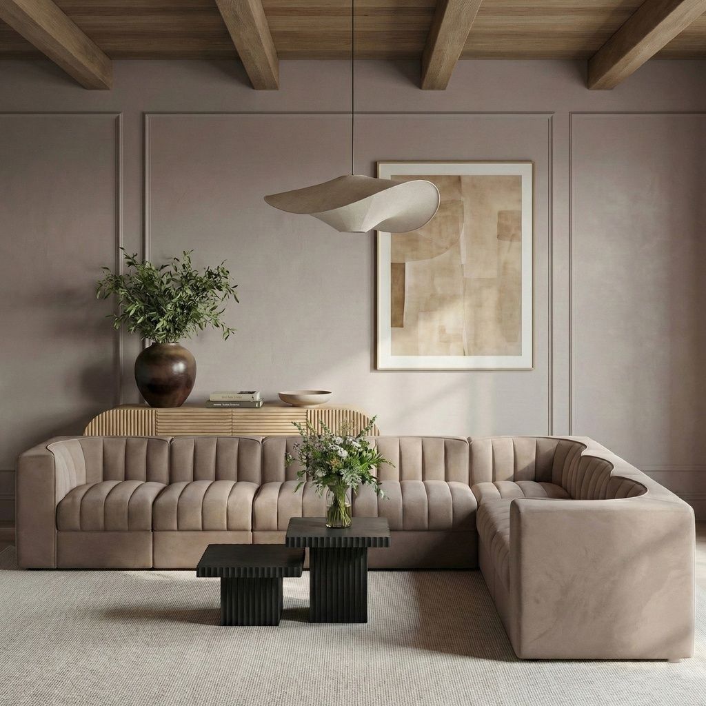 The appearance of Rummi Velvet Performance Fabric Upholstered 7-Piece Modular Sectional In Taupe designed by Meridian in the modern / contemporary interior design. This taupe piece of furniture was selected by 1StopBedrooms from Rummi Collection to add a touch of cosiness and style into your home. Sku: 660Taupe-Armless;660Taupe-Armless;660Taupe-Armless;660Taupe-Armless;660Taupe-Corner;660Taupe-Corner;660Taupe-Corner. Material: Foam.