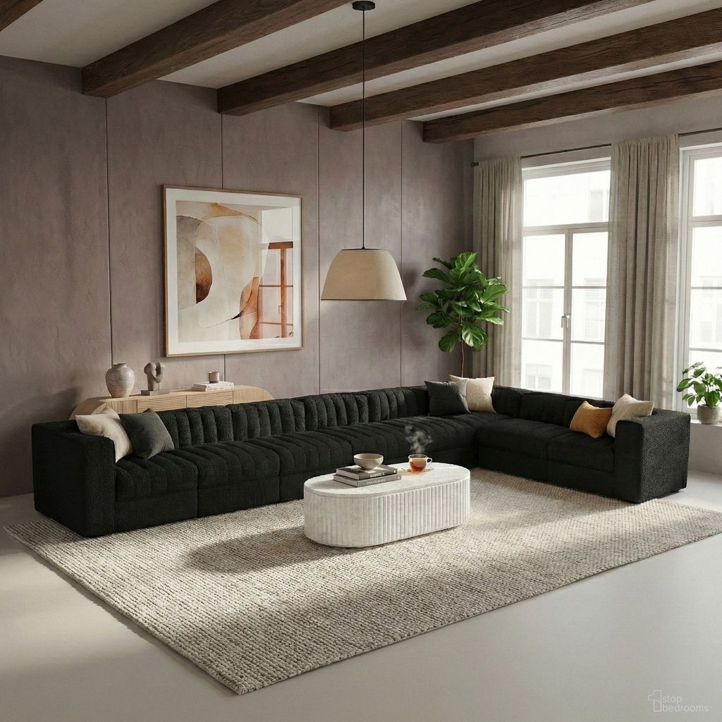 The appearance of Rummi Velvet Performance Fabric Upholstered 8-Piece Modular Sectional In Black designed by Meridian in the modern / contemporary interior design. This black piece of furniture was selected by 1StopBedrooms from Rummi Collection to add a touch of cosiness and style into your home. Sku: 660Black-Armless;660Black-Armless;660Black-Armless;660Black-Armless;660Black-Armless;660Black-Corner;660Black-Corner;660Black-Corner. Material: Foam.