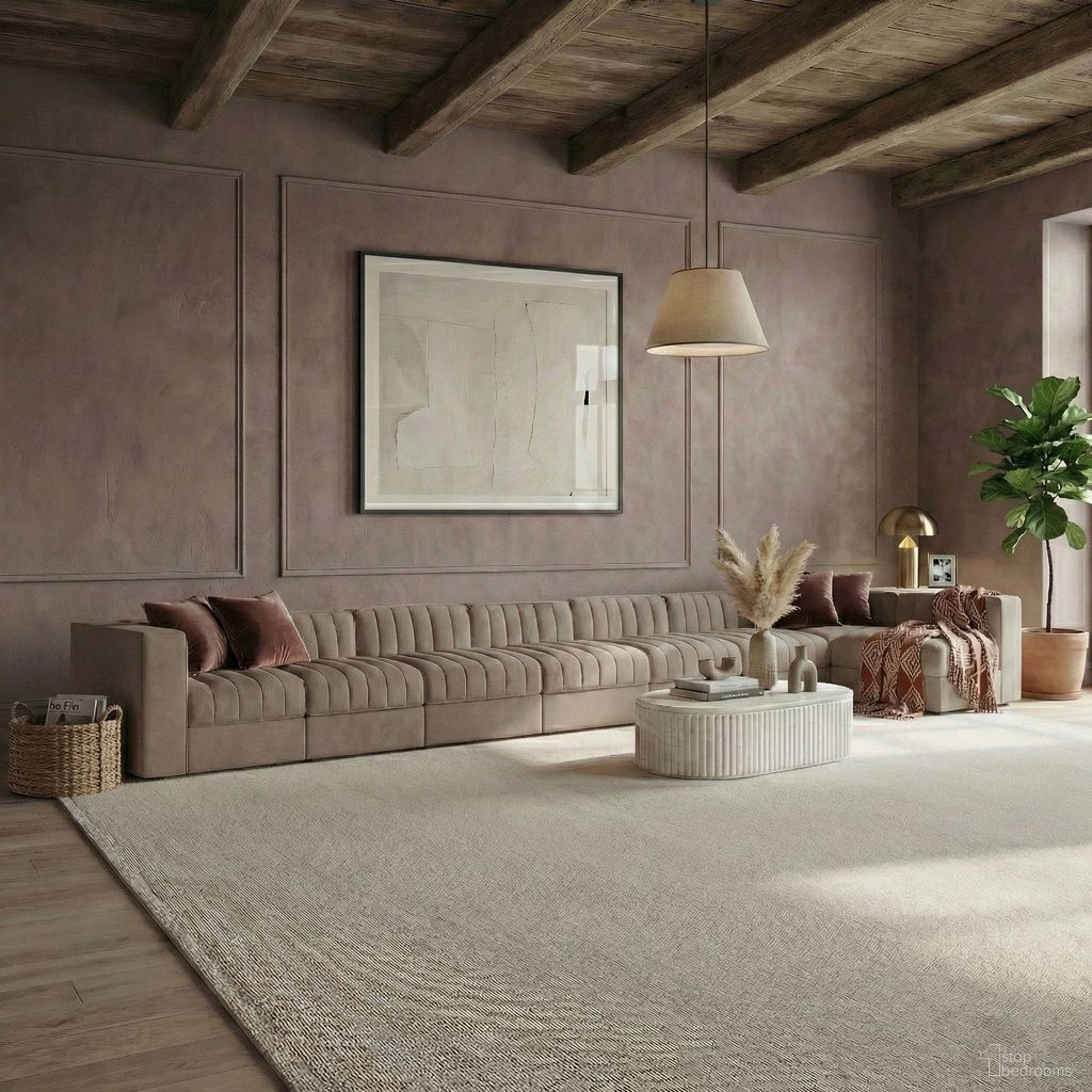 The appearance of Rummi Velvet Performance Fabric Upholstered 8-Piece Modular Sectional In Taupe designed by Meridian in the modern / contemporary interior design. This taupe piece of furniture was selected by 1StopBedrooms from Rummi Collection to add a touch of cosiness and style into your home. Sku: 660Taupe-Armless;660Taupe-Armless;660Taupe-Armless;660Taupe-Armless;660Taupe-Armless;660Taupe-Armless;660Taupe-Corner;660Taupe-Corner. Material: Foam.