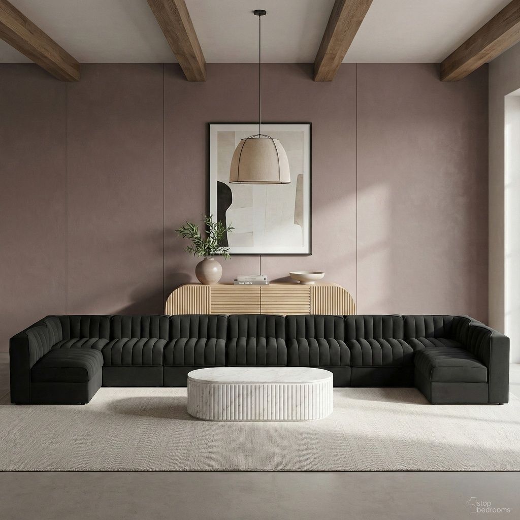 The appearance of Rummi Velvet Performance Fabric Upholstered 9-Piece Modular Sectional In Black designed by Meridian in the modern / contemporary interior design. This black piece of furniture was selected by 1StopBedrooms from Rummi Collection to add a touch of cosiness and style into your home. Sku: 660Black-Armless;660Black-Armless;660Black-Armless;660Black-Armless;660Black-Armless;660Black-Armless;660Black-Armless;660Black-Corner;660Black-Corner. Material: Foam.