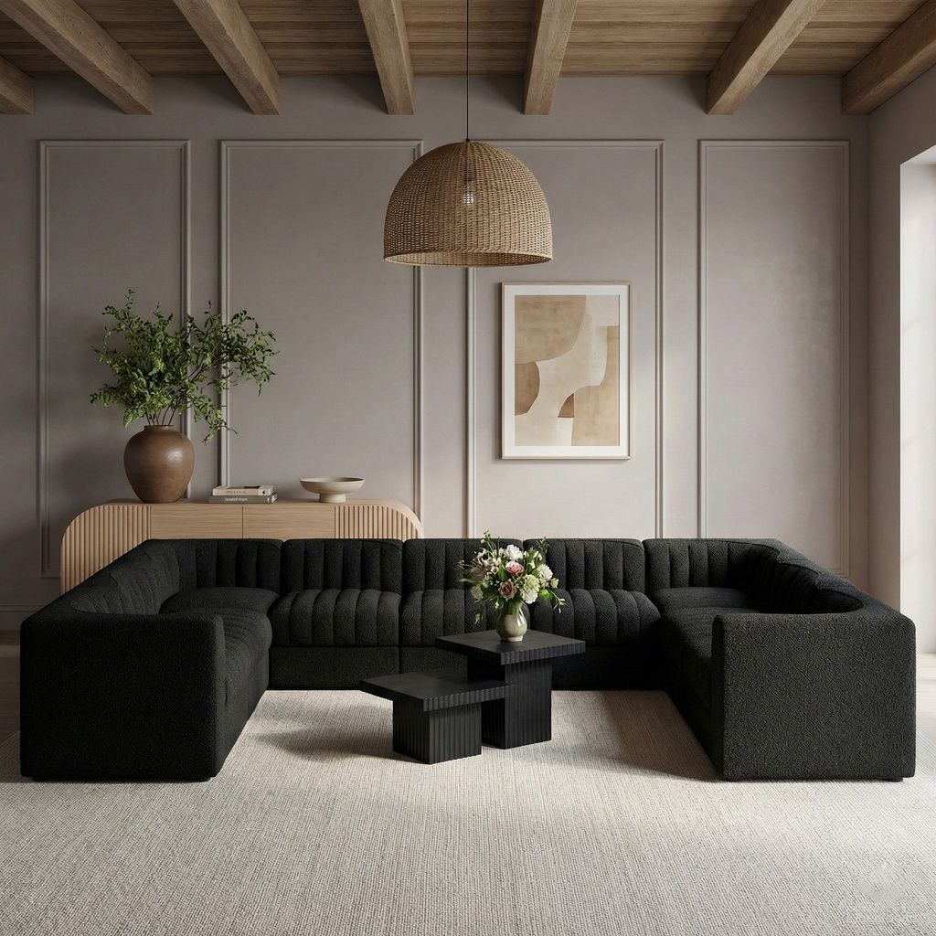 The appearance of Rummi Velvet Performance Fabric Upholstered 9-Piece Modular Sectional In Black designed by Meridian in the modern / contemporary interior design. This black piece of furniture was selected by 1StopBedrooms from Rummi Collection to add a touch of cosiness and style into your home. Sku: 660Black-Armless;660Black-Armless;660Black-Armless;660Black-Armless;660Black-Armless;660Black-Corner;660Black-Corner;660Black-Corner;660Black-Corner. Material: Foam.