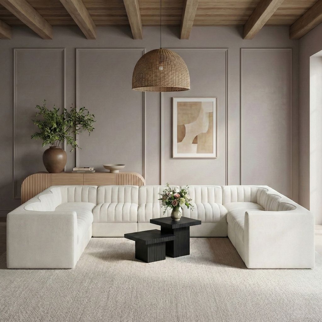 The appearance of Rummi Velvet Performance Fabric Upholstered 9-Piece Modular Sectional In Cream designed by Meridian in the modern / contemporary interior design. This cream piece of furniture  was selected by 1StopBedrooms from Rummi Collection to add a touch of cosiness and style into your home. Sku: 660Cream-Armless;660Cream-Armless;660Cream-Armless;660Cream-Armless;660Cream-Armless;660Cream-Corner;660Cream-Corner;660Cream-Corner;660Cream-Corner. Material: Foam.