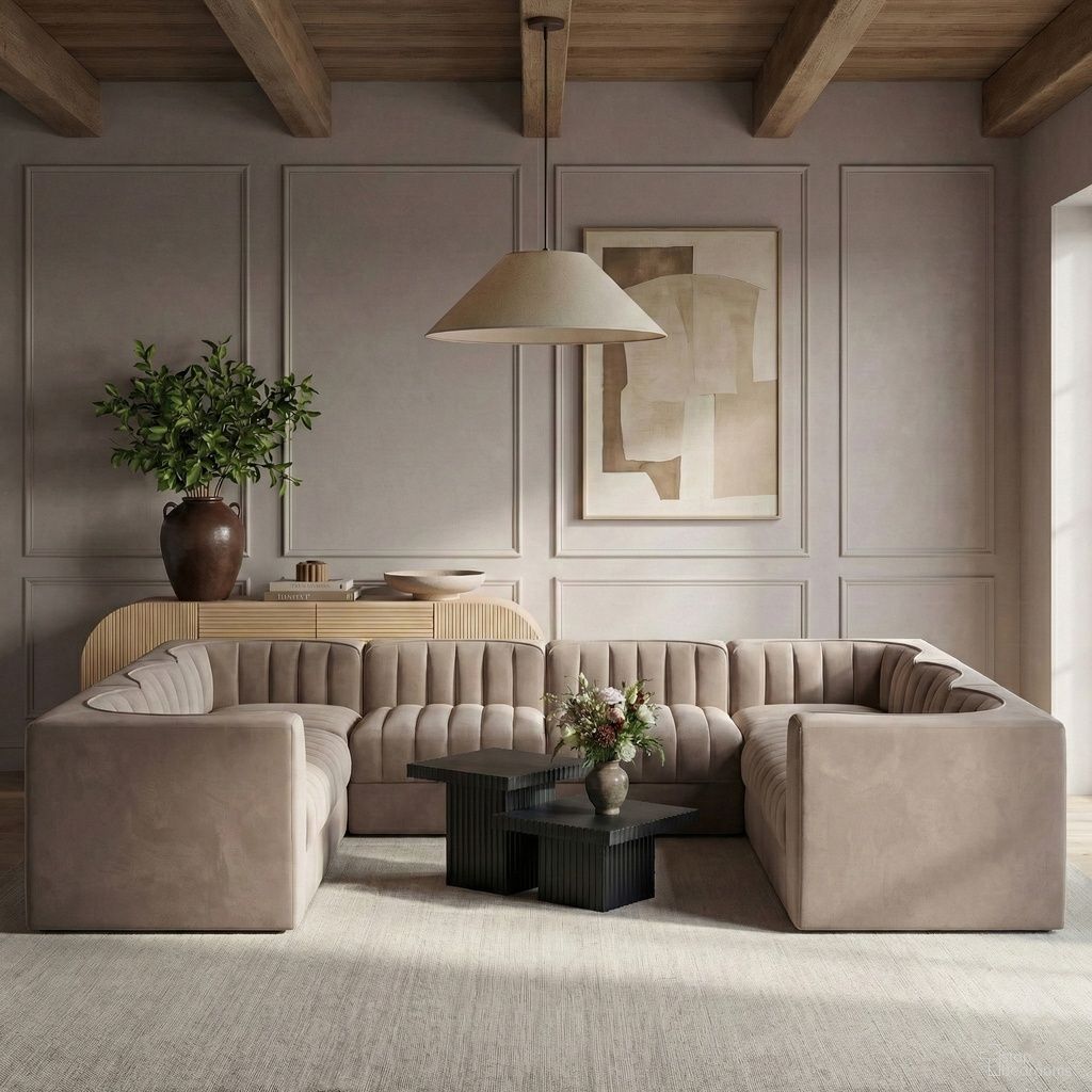 The appearance of Rummi Velvet Performance Fabric Upholstered Modular Sectional In Taupe designed by Meridian in the modern / contemporary interior design. This taupe piece of furniture was selected by 1StopBedrooms from Rummi Collection to add a touch of cosiness and style into your home. Sku: 660Taupe-Armless;660Taupe-Armless;660Taupe-Armless;660Taupe-Armless;660Taupe-Corner;660Taupe-Corner;660Taupe-Corner;660Taupe-Corner. Material: Foam.