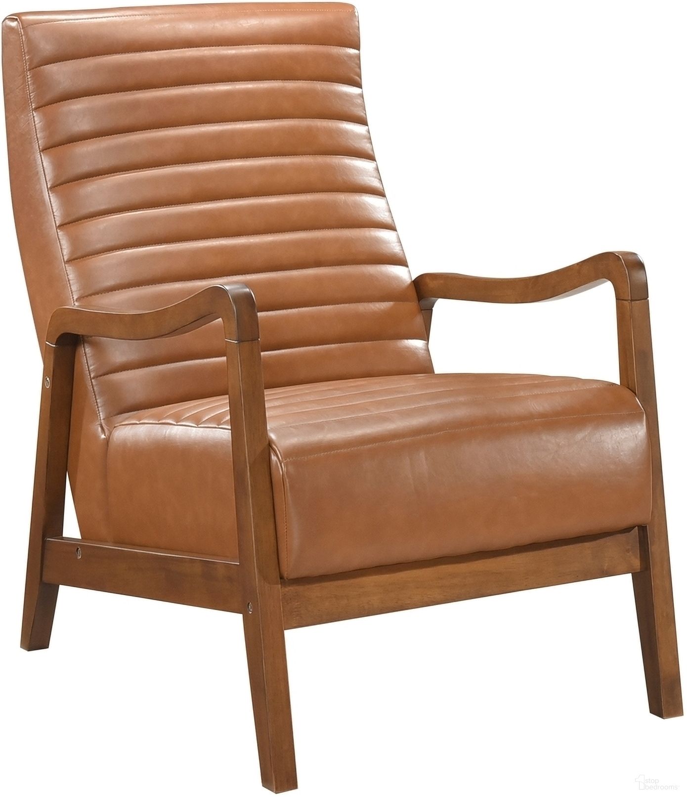 The appearance of Rupert Accent Chair In Brown designed by Homelegance in the transitional interior design. This brown piece of furniture was selected by 1StopBedrooms from Rupert Collection to add a touch of cosiness and style into your home. Sku: 1226BRW-1. Material: Faux Leather.