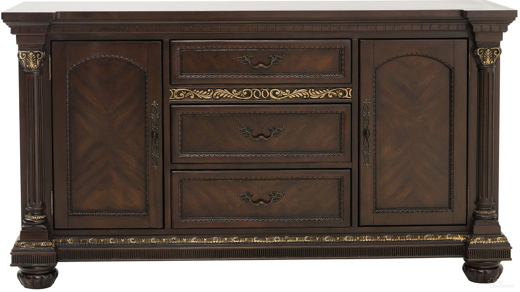 The appearance of Russian Hill Buffet/Server In Cherry designed by Homelegance in the traditional interior design. This cherry piece of furniture  was selected by 1StopBedrooms from Russian Hill Collection to add a touch of cosiness and style into your home. Sku: 1808-55. Material: Wood.