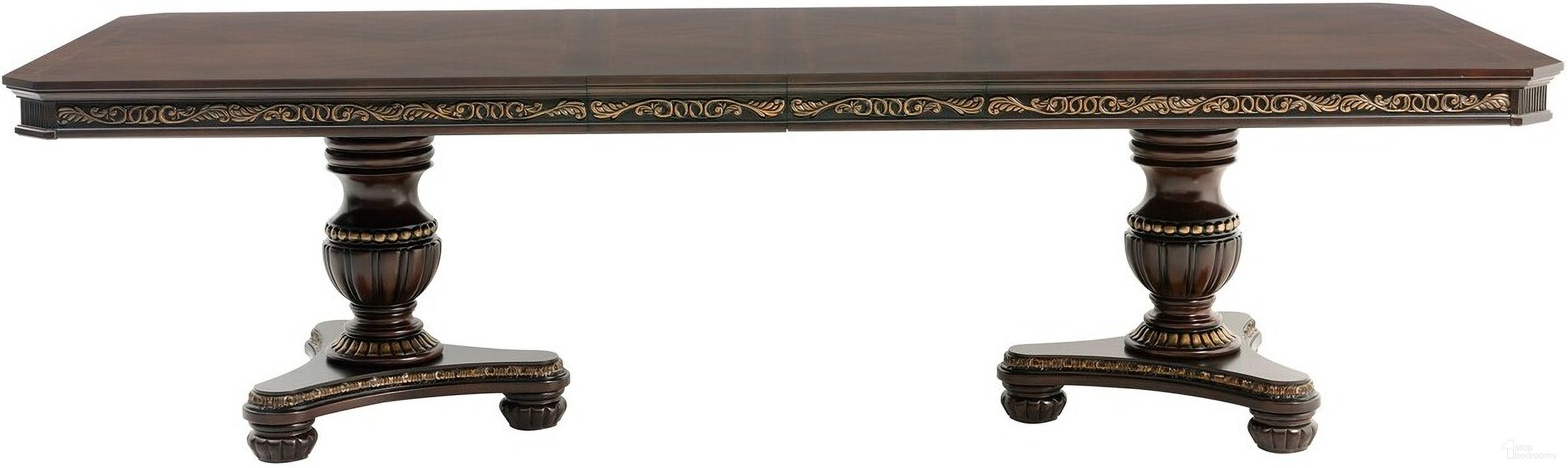 The appearance of Russian Hill Warm Cherry Extendable Dining Table designed by Homelegance in the traditional interior design. This brown piece of furniture was selected by 1StopBedrooms from Russian Collection to add a touch of cosiness and style into your home. Sku: 1808-112;1808-112B. Table Base Style: Double Pedestal. Material: Wood. Table Top Shape: Rectangular. Size: 44".