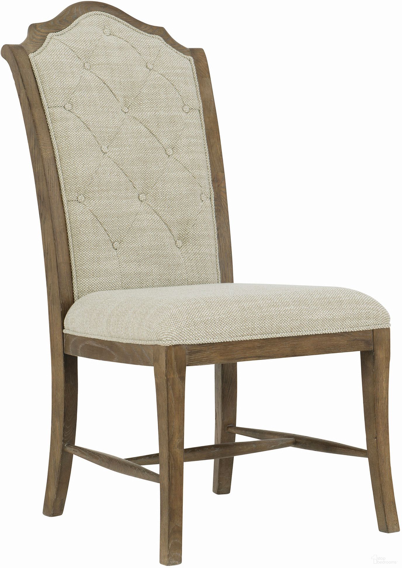 The appearance of Rustic Patina Side Chair in Peppercorn Finish designed by Bernhardt in the traditional interior design. This peppercorn piece of furniture  was selected by 1StopBedrooms from Rustic Patina Collection to add a touch of cosiness and style into your home. Sku: 387561D. Material: Fabric. Chair Type: Side Chair.