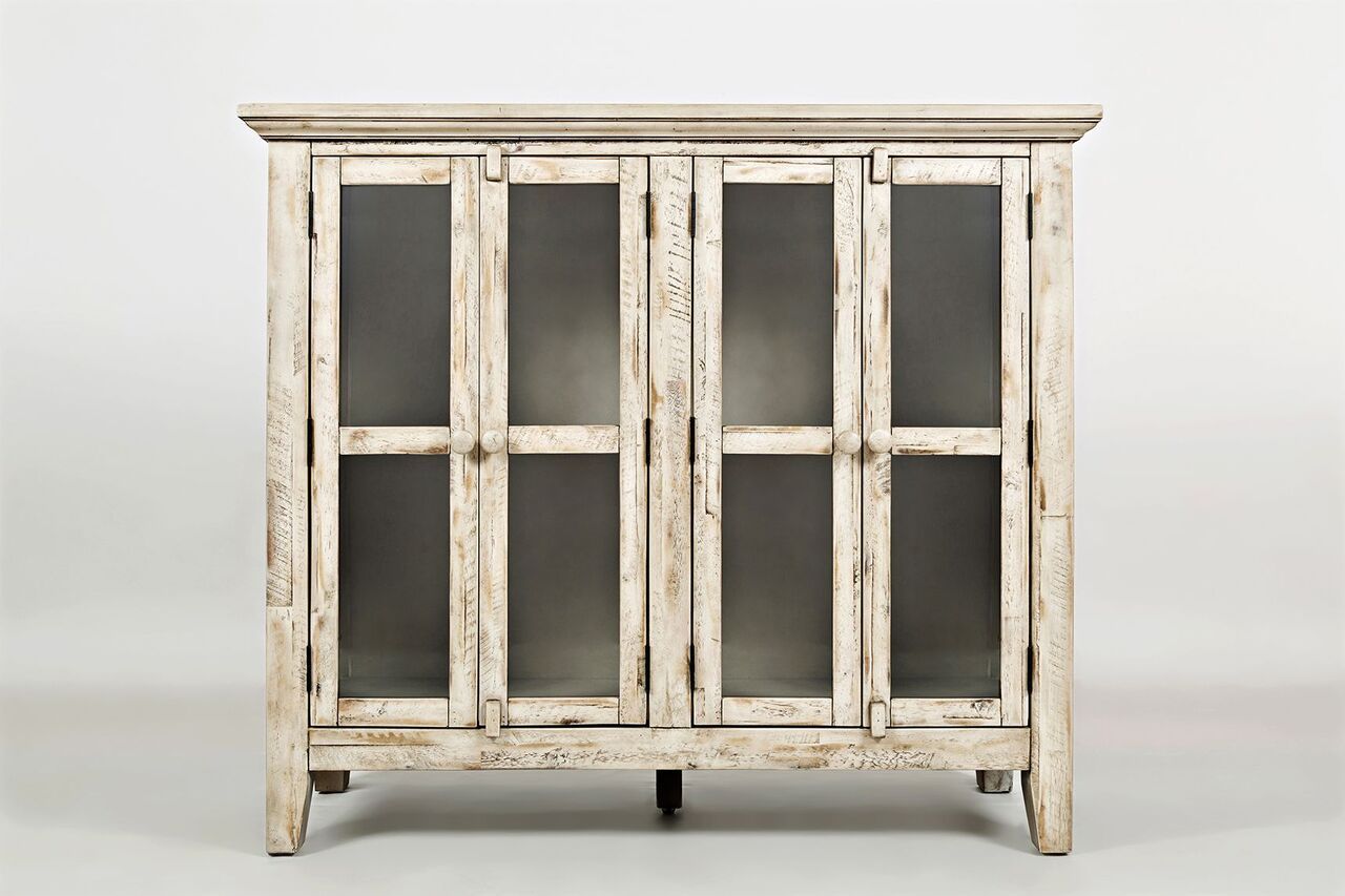 The appearance of Rustic Shores 48 Inch 4 Door Accent Cabinet In Cream designed by Jofran in the transitional interior design. This cream piece of furniture  was selected by 1StopBedrooms from Rustic Shores Collection to add a touch of cosiness and style into your home. Sku: 1610-48. Material: Acacia.