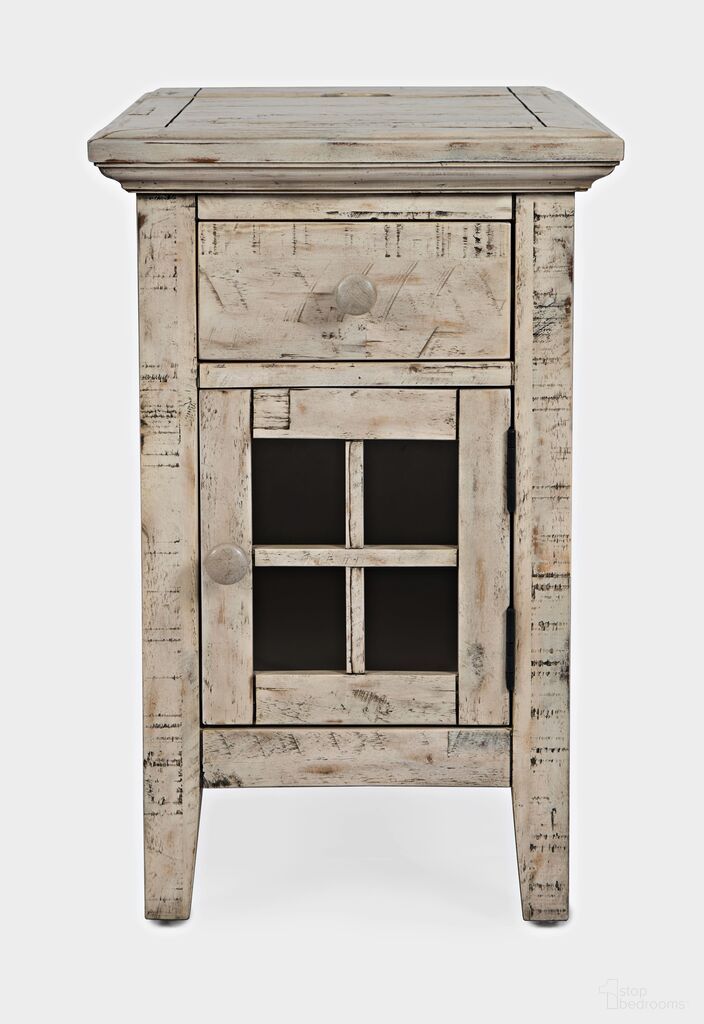 The appearance of Rustic Shores USB Charging Chairside End Table In Cream designed by Jofran in the rustic / southwestern interior design. This cream piece of furniture  was selected by 1StopBedrooms from Rustic Shores Collection to add a touch of cosiness and style into your home. Sku: 1610-22. Material: Acacia.