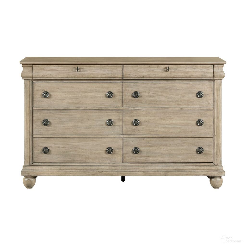 The appearance of Rustic Traditions 8 Drawer Dresser In Saddle Tan designed by Liberty in the traditional interior design. This saddle tan piece of furniture was selected by 1StopBedrooms from Rustic Traditions Collection to add a touch of cosiness and style into your home. Sku: 589WT-BR31. Material: Solid Rubberwood.