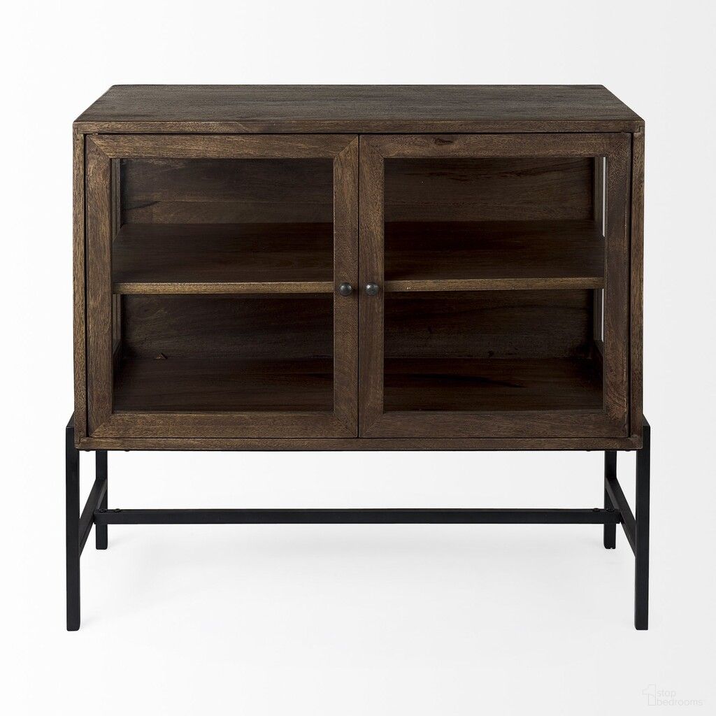 The appearance of Rustic Two Door Shadowbox Cabinet In Dark Brown designed by Homeroots in the rustic / southwestern interior design. This dark brown piece of furniture  was selected by 1StopBedrooms from  to add a touch of cosiness and style into your home. Sku: 391993. Material: Wood.