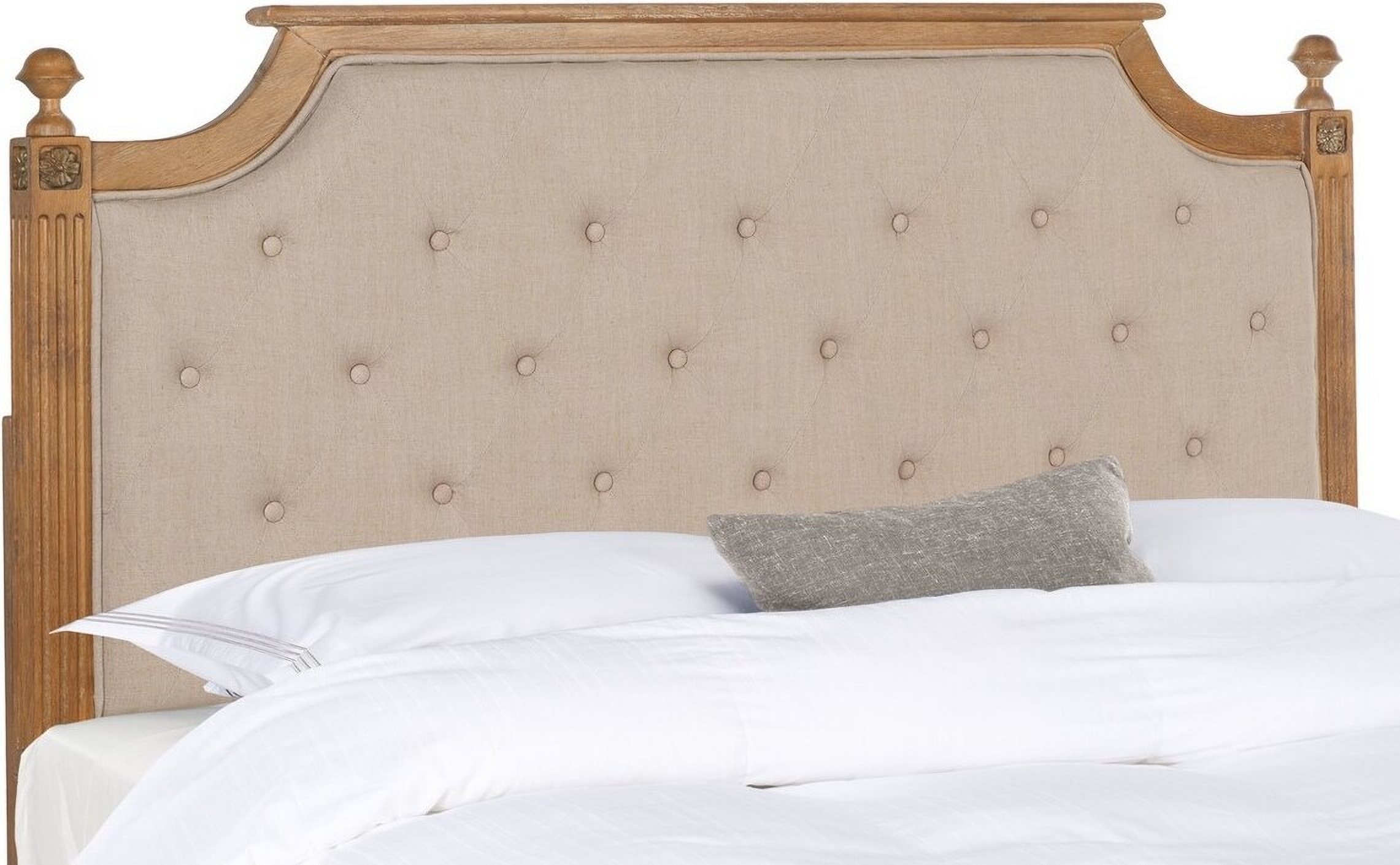 Rustic Wood Taupe Tufted Linen Queen Headboard by Safavieh 1StopBedrooms