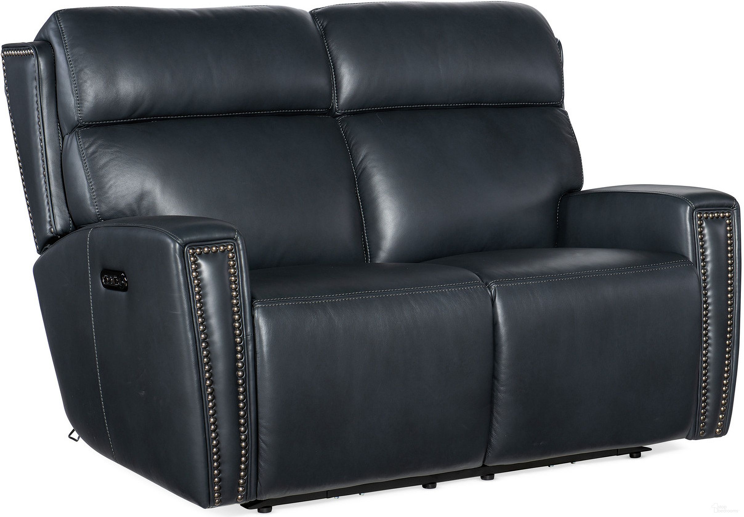 The appearance of MS Ruthe Zero Gravity Power Recline Loveseat With Power Headrest In Blue designed by Hooker in the transitional interior design. This blue piece of furniture  was selected by 1StopBedrooms from MS Collection to add a touch of cosiness and style into your home. Sku: SS704-PHZ2-049. Material: Leather.