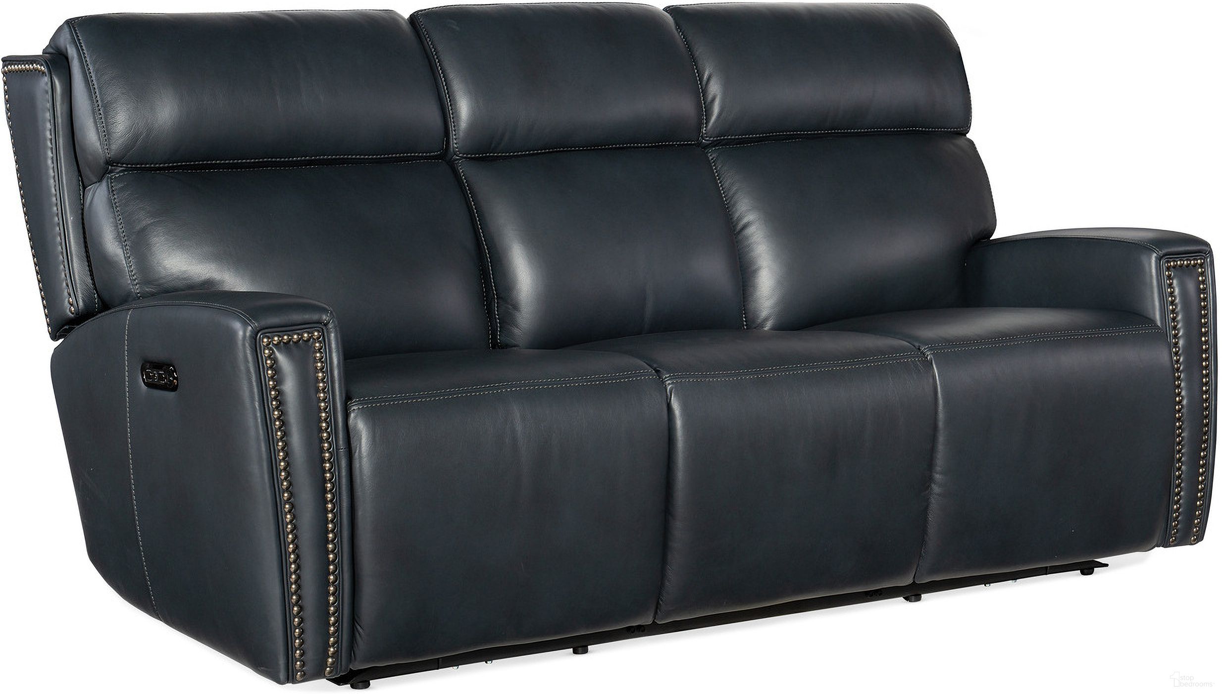 The appearance of MS Ruthe Zerog Power Sofa With Ph And Hidden Console In Blue designed by Hooker in the transitional interior design. This blue piece of furniture was selected by 1StopBedrooms from MS Collection to add a touch of cosiness and style into your home. Sku: SS704-PHZ3C-049. Material: Leather.
