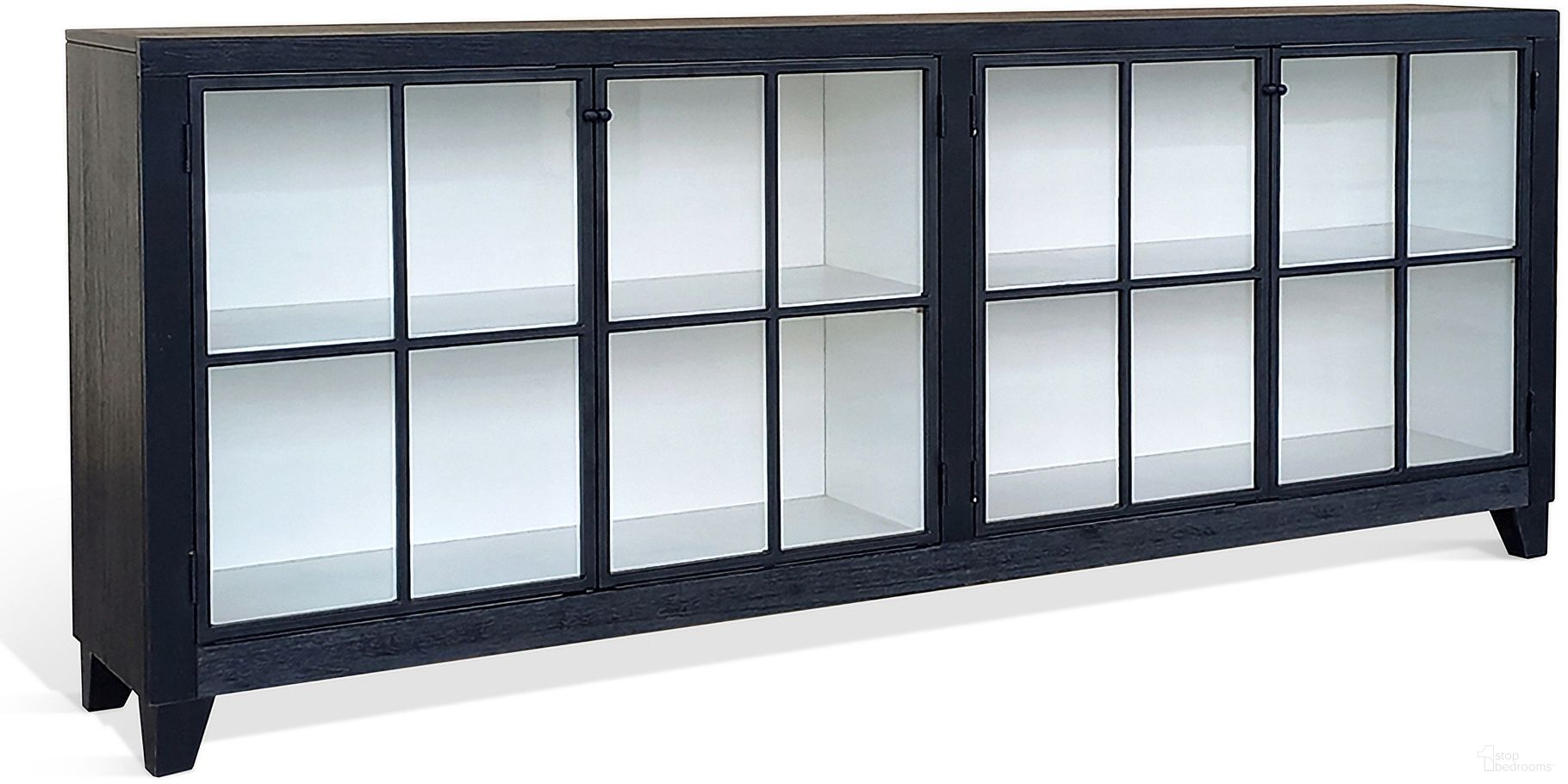 The appearance of Ryan Industrial Long Accent Cabinet In Umbra designed by Sunny Designs in the modern / contemporary interior design. This umbra piece of furniture  was selected by 1StopBedrooms from Ryan Collection to add a touch of cosiness and style into your home. Sku: 2160UM. Material: Solid Wood.