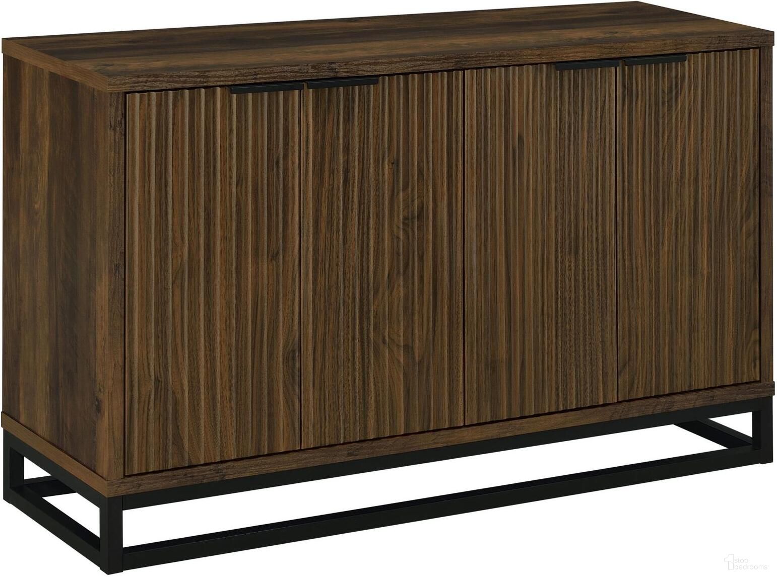 The appearance of Ryatt 4-door Engineered Wood Accent Cabinet Dark Pine designed by Coaster in the transitional interior design. This dark pine piece of furniture  was selected by 1StopBedrooms from Ryatt Collection to add a touch of cosiness and style into your home. Sku: 950393. Material: Wood.