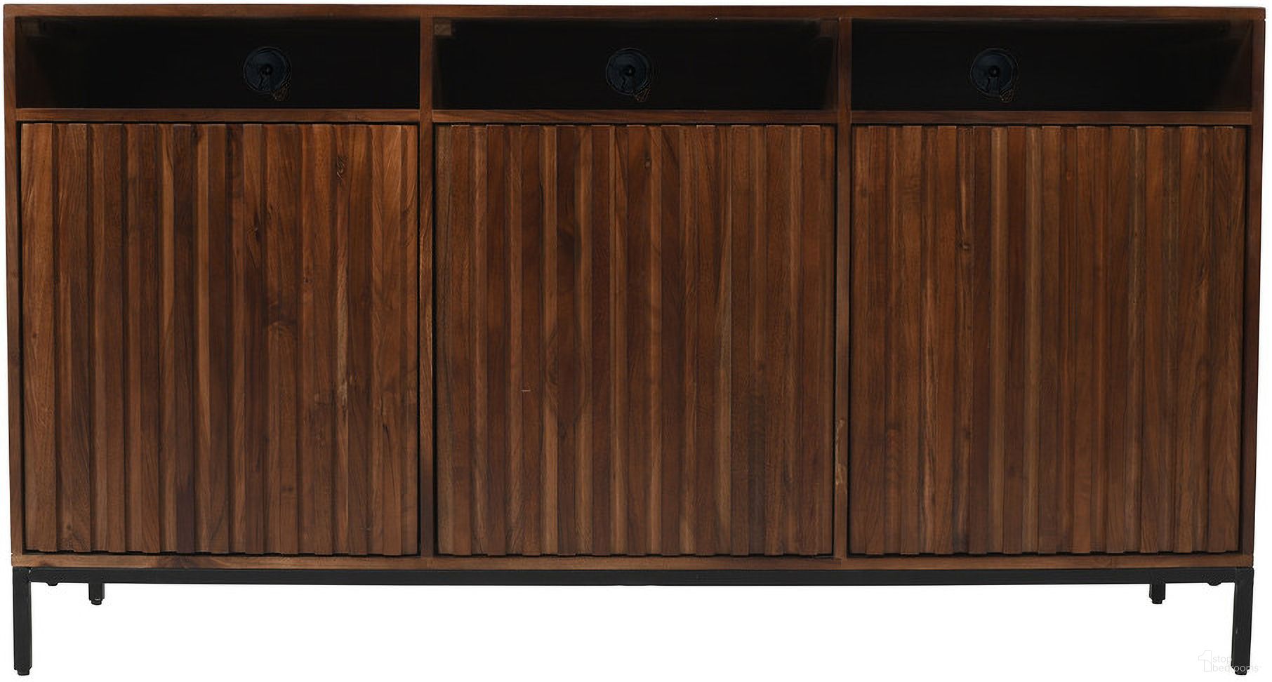 Ryder 60 Inch Fluted Door Console Storage TV Stand Cabinet In Walnut