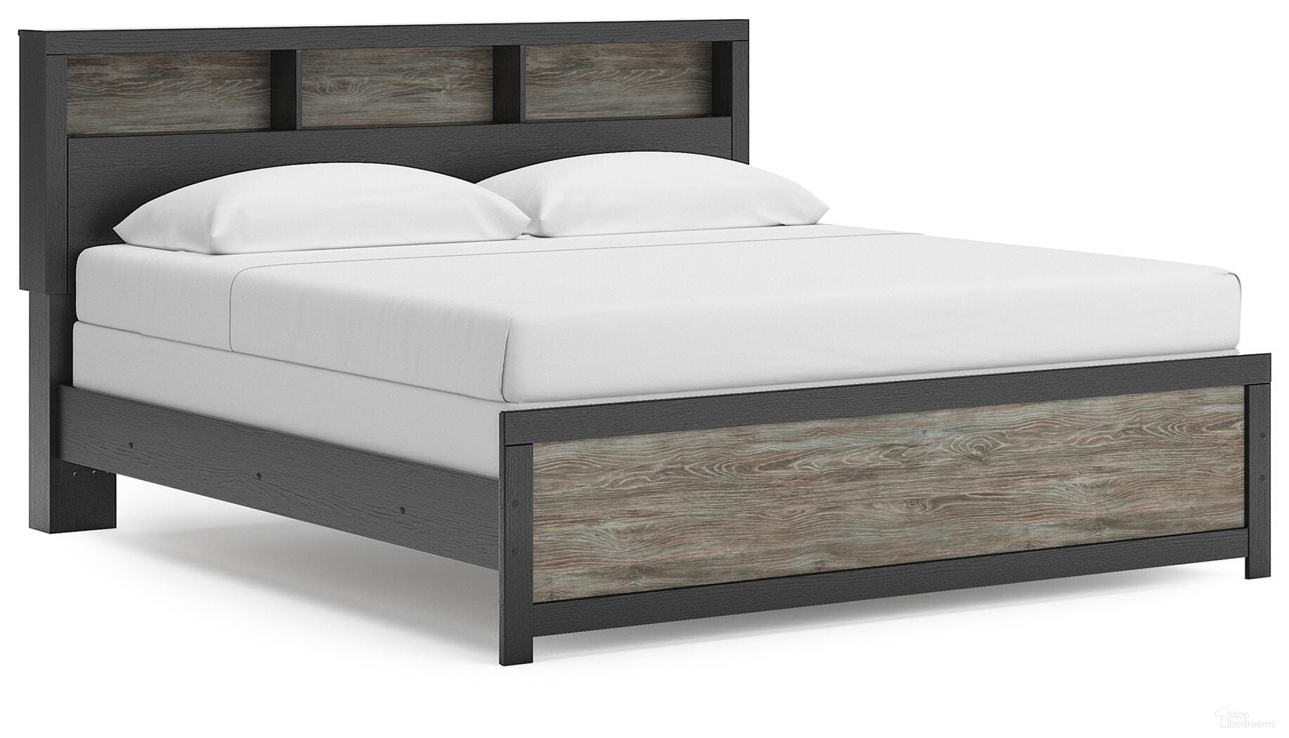 Ryderton King Bookcase Panel Bed In Black and Gray