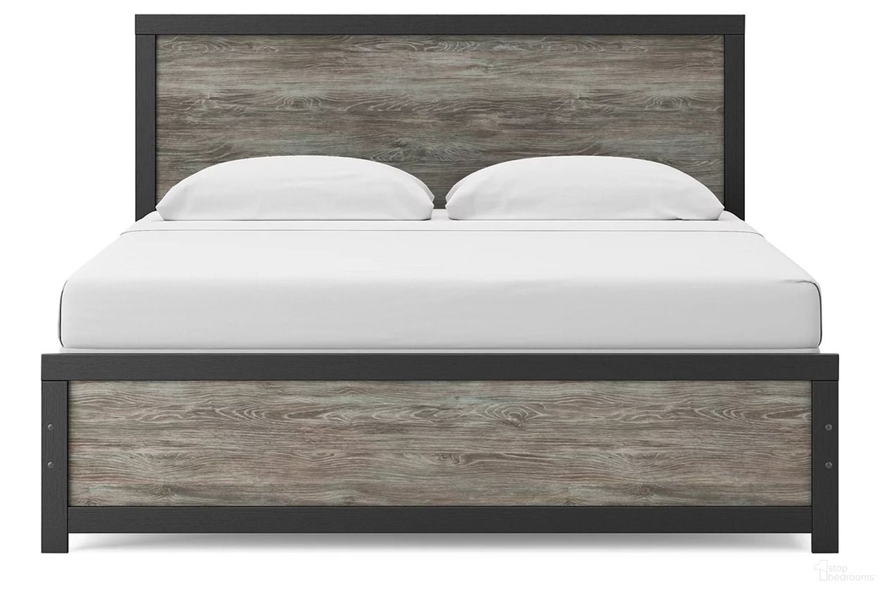 The appearance of Ryderton King Panel Bed In Black and Gray designed by Signature Design by Ashley in the transitional interior design. This black and gray piece of furniture  was selected by 1StopBedrooms from Ryderton Collection to add a touch of cosiness and style into your home. Sku: NCB1118-72;NCB1118-97. Bed Type: Panel Bed. Bed Size: King.