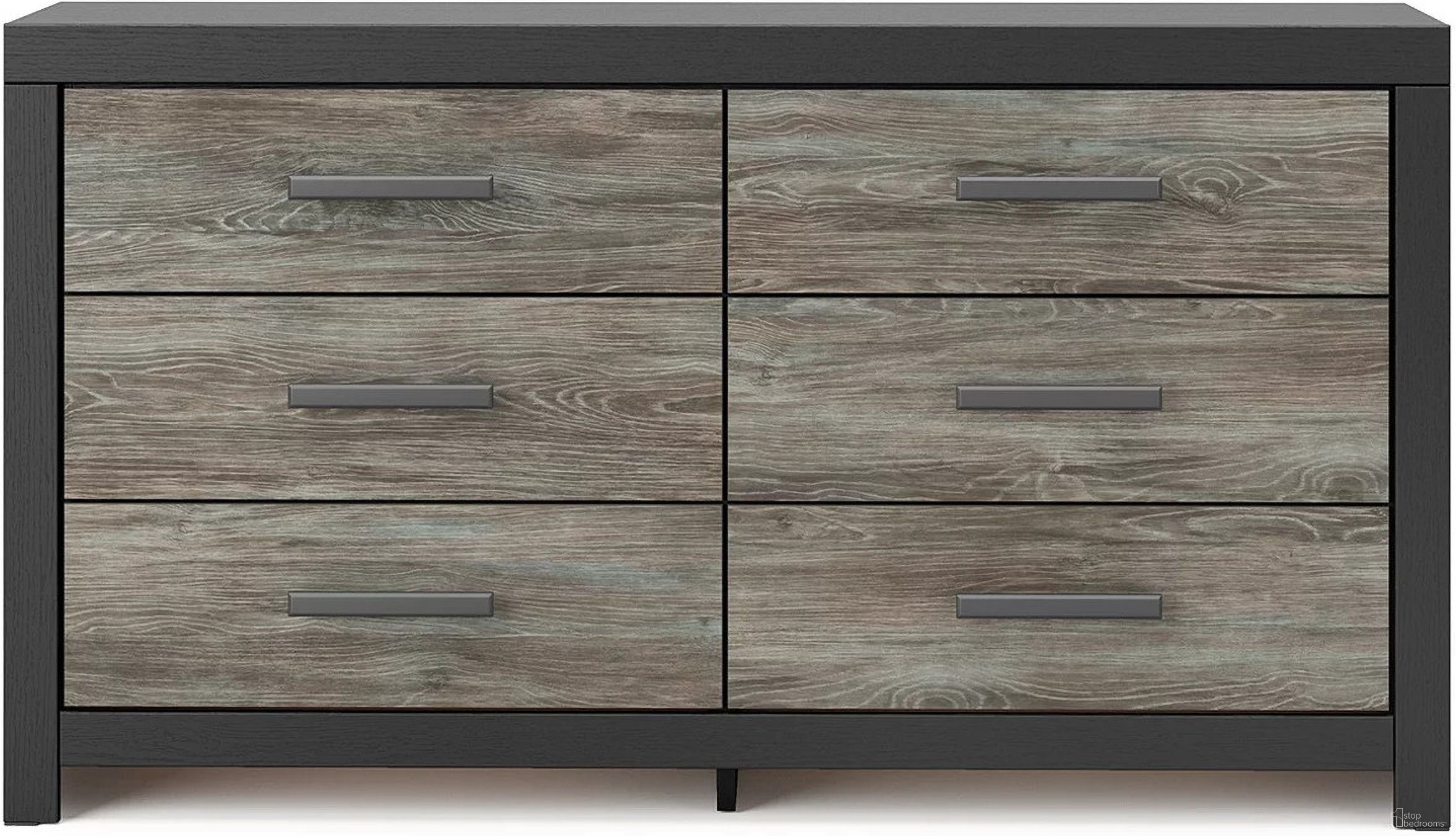 The appearance of Ryderton Six Drawer Dresser In Black and Gray designed by Signature Design by Ashley in the transitional interior design. This black and gray piece of furniture was selected by 1StopBedrooms from Ryderton Collection to add a touch of cosiness and style into your home. Sku: NCB1118-31. Material: Wood.