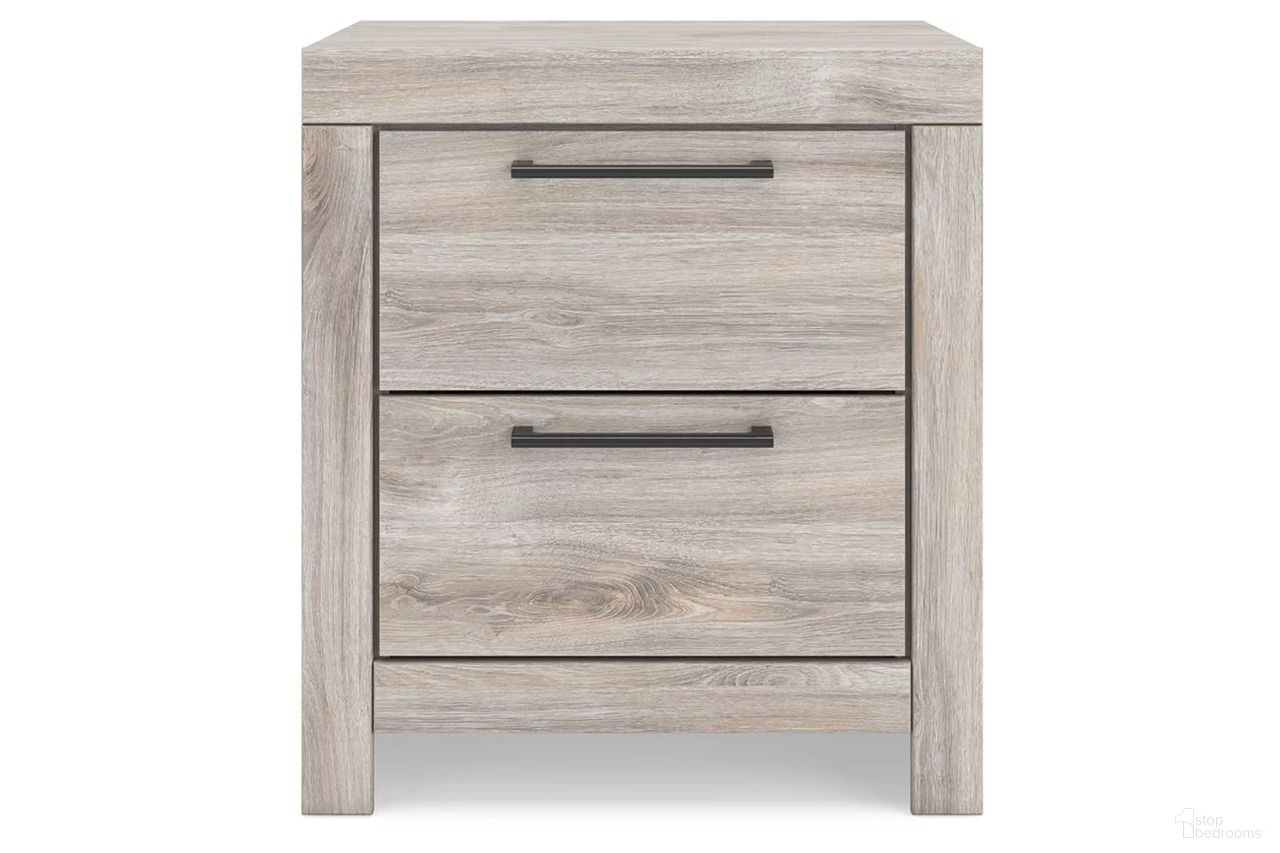 The appearance of Ryderton Two Drawer NightStand In Gray designed by Signature Design by Ashley in the transitional interior design. This gray piece of furniture  was selected by 1StopBedrooms from Ryderton Collection to add a touch of cosiness and style into your home. Sku: NCB1120-92. Material: Wood.