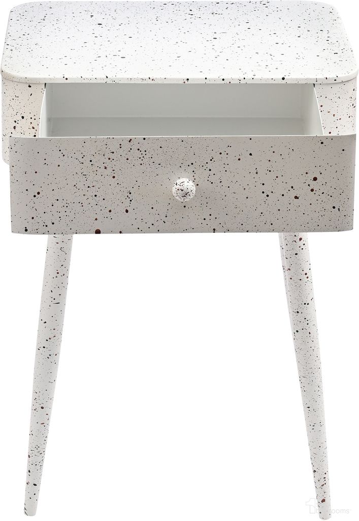 The appearance of Rylan Iron Night Stand In White designed by Meridian in the modern / contemporary interior design. This white piece of furniture was selected by 1StopBedrooms from Rylan Collection to add a touch of cosiness and style into your home. Sku: 342White. Material: Iron.