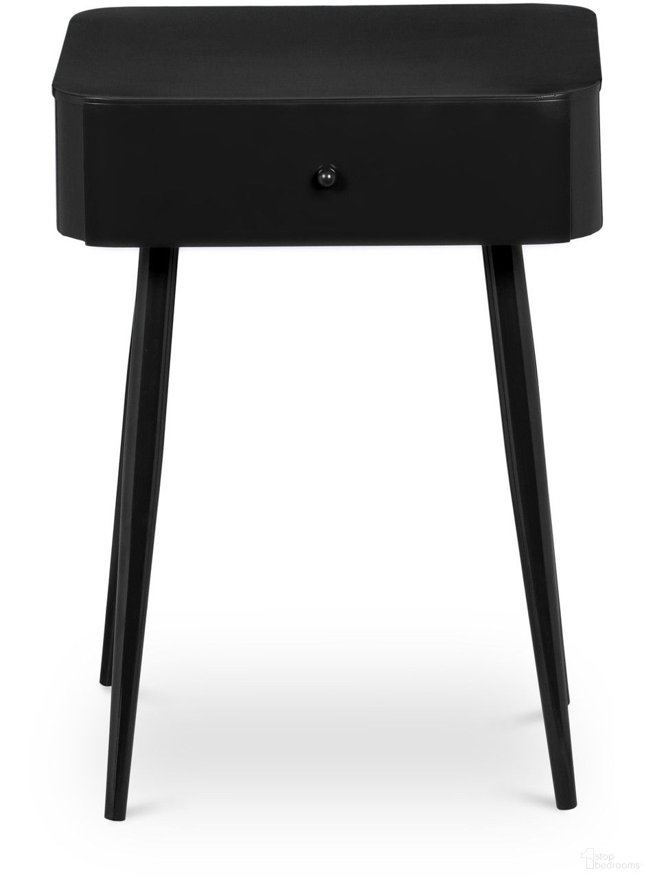 The appearance of Rylan Nightstand In Black designed by Meridian in the modern / contemporary interior design. This black piece of furniture  was selected by 1StopBedrooms from Rylan Collection to add a touch of cosiness and style into your home. Sku: 331Black. Material: Iron.