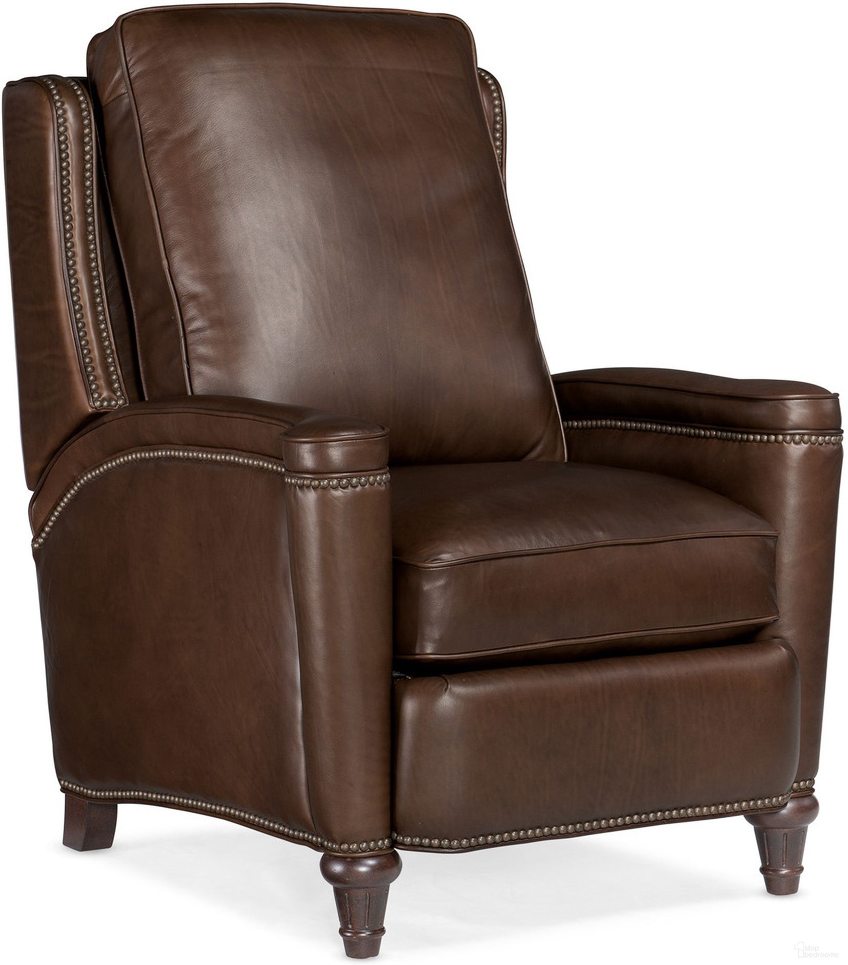The appearance of Rylea Manual Push Back Recliner In Brown designed by Hooker in the traditional interior design. This brown piece of furniture was selected by 1StopBedrooms from RC Collection to add a touch of cosiness and style into your home. Sku: RC216-PB-088. Material: Leather.