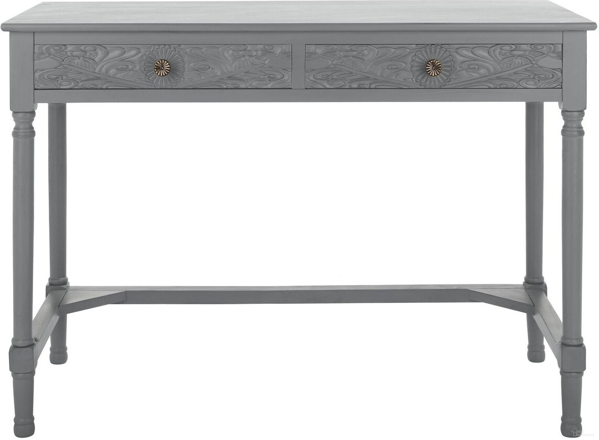 The appearance of Ryleigh 2 Drawer Desk in Distressed Grey designed by Safavieh in the modern / contemporary interior design. This distressed grey piece of furniture  was selected by 1StopBedrooms from Ryleigh Collection to add a touch of cosiness and style into your home. Sku: DSK5706B. Material: Wood.
