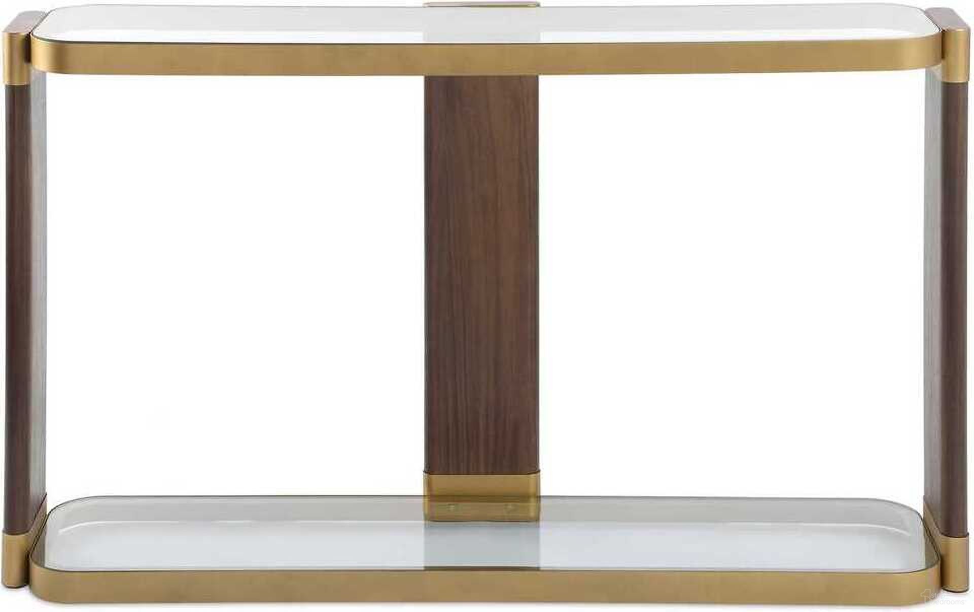 The appearance of Ryles Glass Console Table In Brown designed by Uttermost in the transitional interior design. This brown piece of furniture was selected by 1StopBedrooms from Ryles Collection to add a touch of cosiness and style into your home. Sku: 50202. Material: Metal.