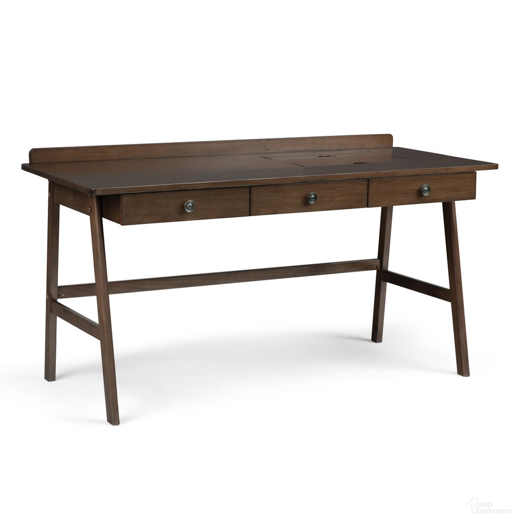 The appearance of Rylie Solid Wood Desk In Natural Aged Brown designed by Simpli Home in the transitional interior design. This natural aged brown piece of furniture was selected by 1StopBedrooms from Rylie Collection to add a touch of cosiness and style into your home. Sku: AXCRYL-14. Material: Pine.
