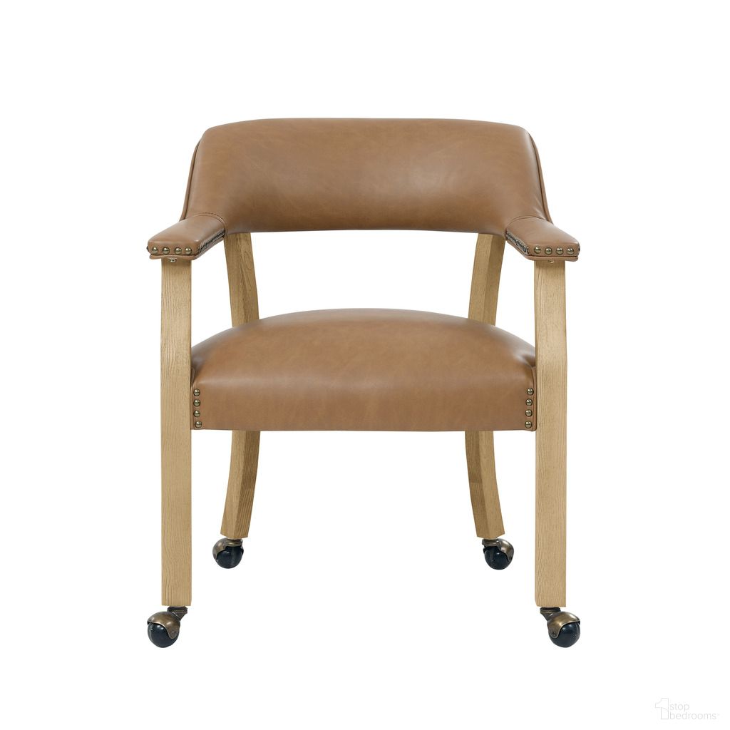 Rylie Vegan Leather Castered Captain's Chair In Camel