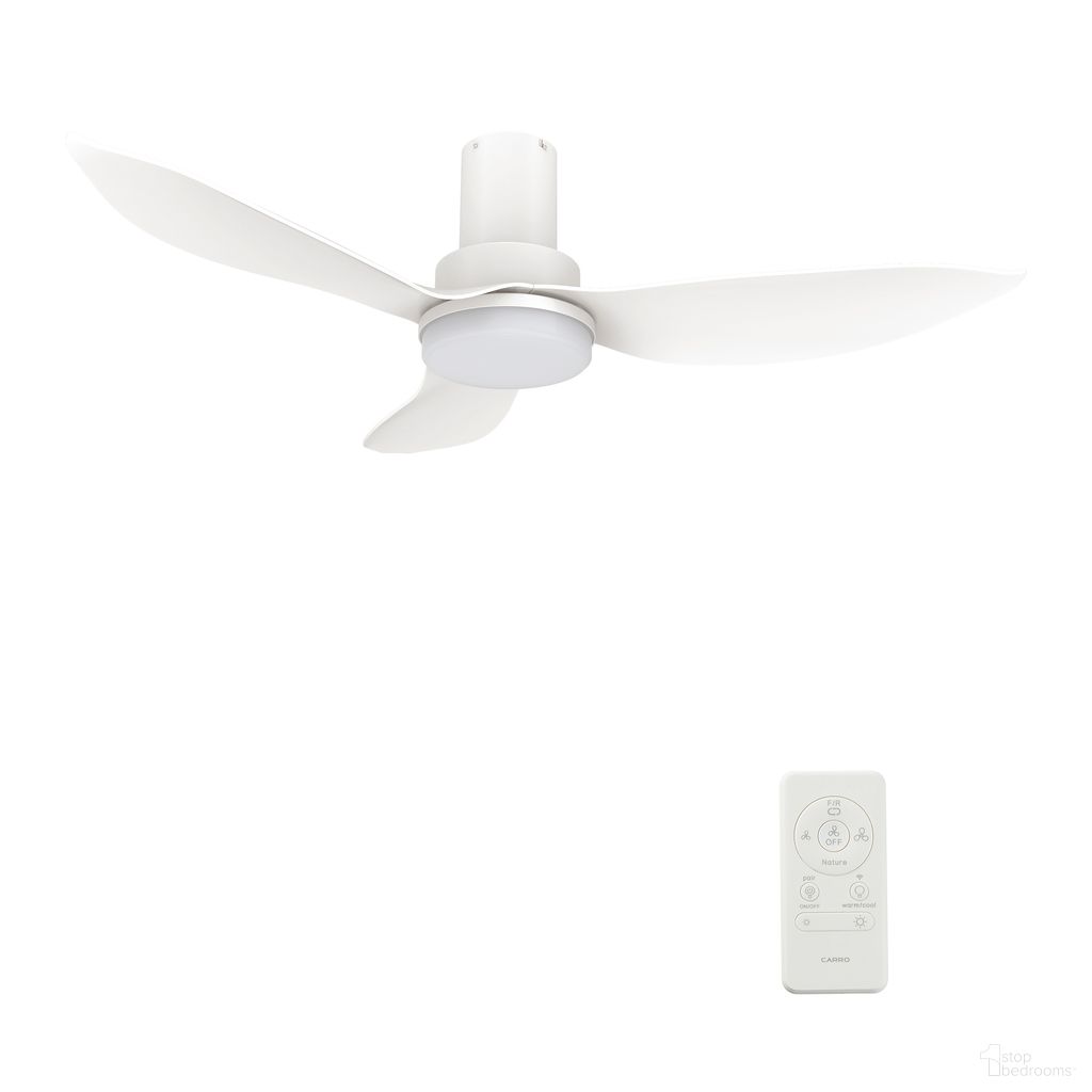 Ryna 36 Inch 3-Blade Flush Mount Smart Ceiling Fan with LED Light and Remote In White