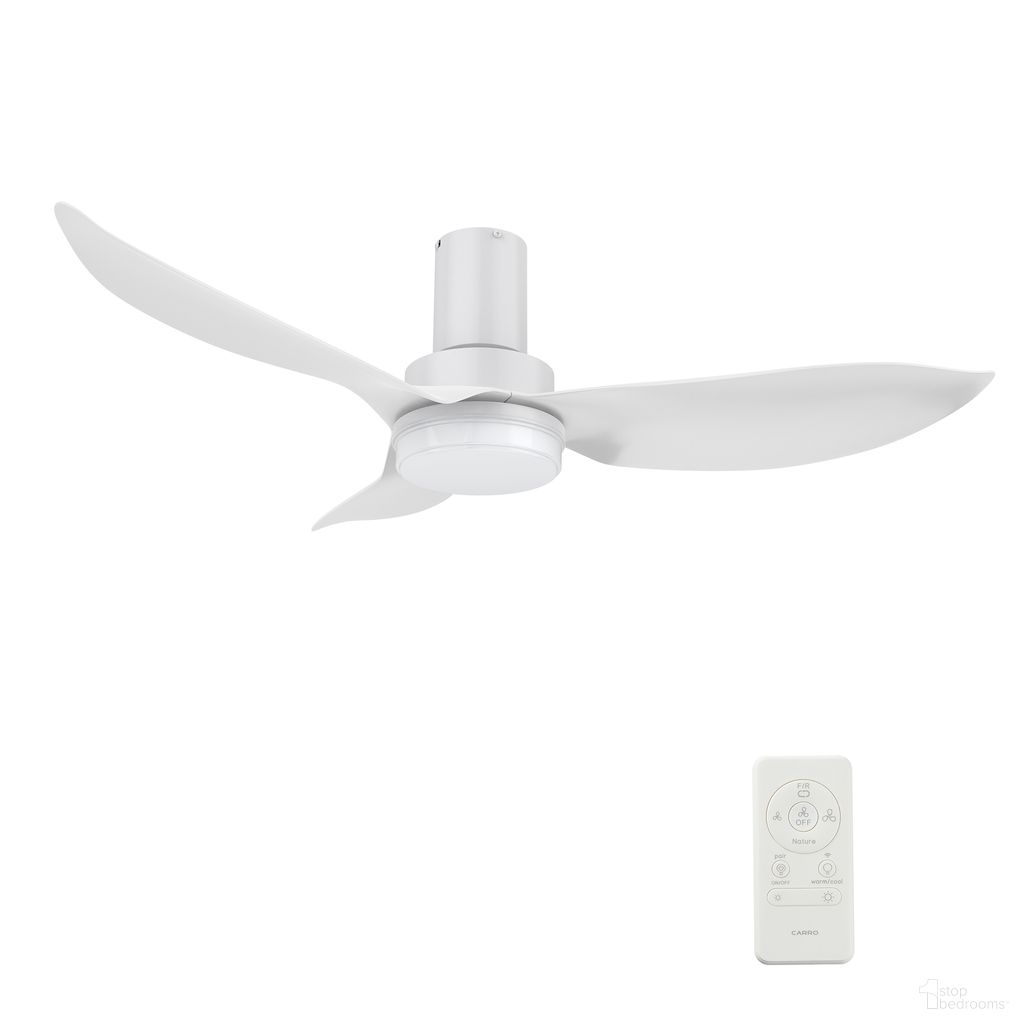 Ryna 45 Inch 3-Blade Flush Mount Smart Ceiling Fan with LED Light and Remote In White