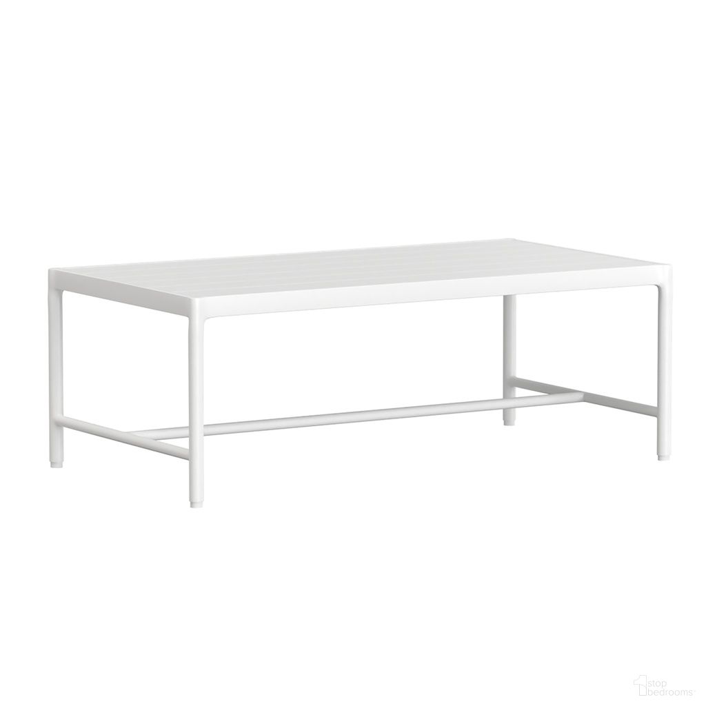 The appearance of Sabbia Coffee Table in Satin White designed by Sunset West in the modern / contemporary interior design. This satin white piece of furniture  was selected by 1StopBedrooms from Sabbia Collection to add a touch of cosiness and style into your home. Sku: SW4901-CT. Material: Aluminum.