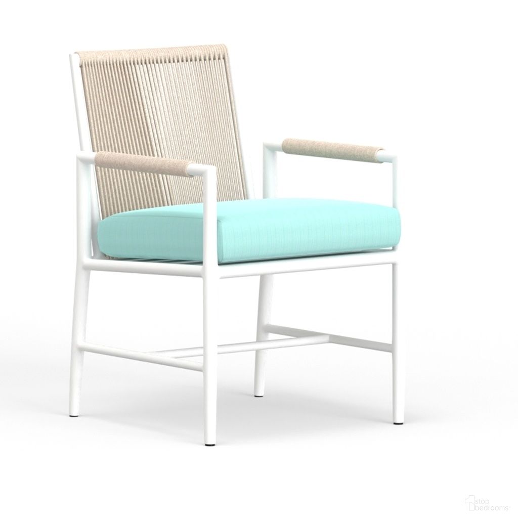 The appearance of Sabbia Dining Chair in Dupione Celeste designed by Sunset West in the transitional interior design. This dupione celeste piece of furniture was selected by 1StopBedrooms from Sabbia Collection to add a touch of cosiness and style into your home. Sku: SW4901-1-8067. Material: Olefin Rope.
